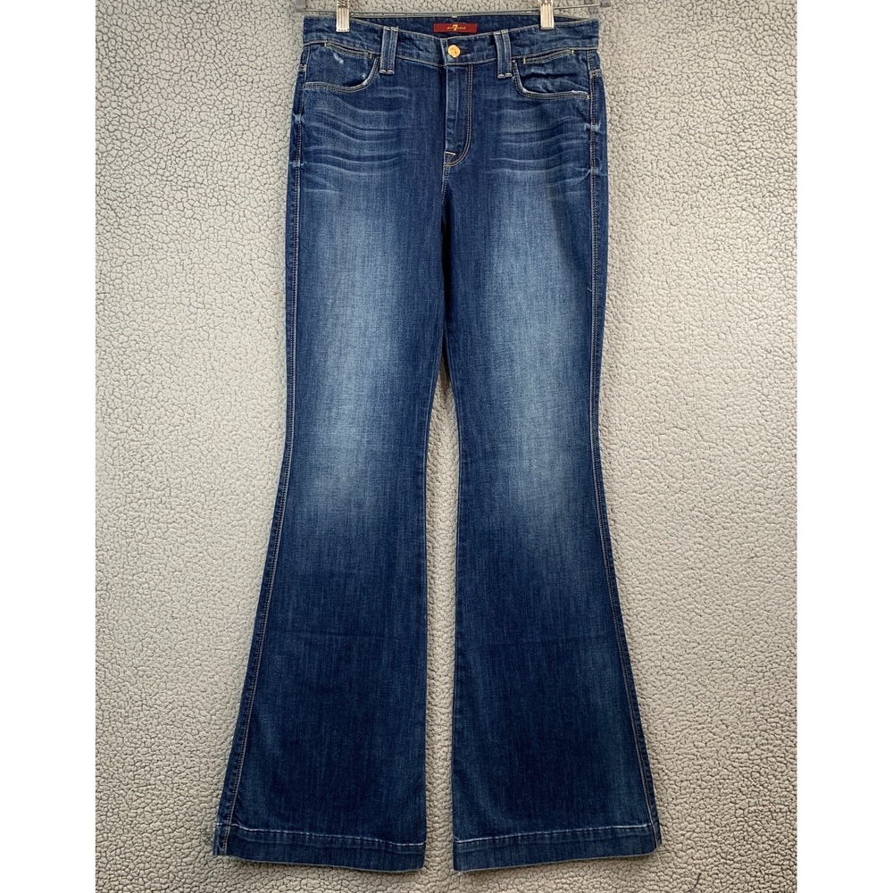 7 For All Mankind Jeans Womens 28 Blue Y2K Low Rise Bootcut Flare Stretch Denim
